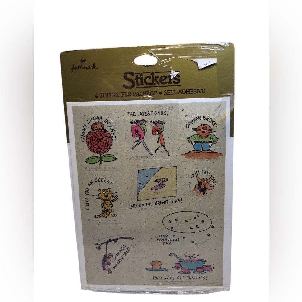 Vintage Hallmark Stickers Humorous Funny Comical Animals Puns New Old Stock